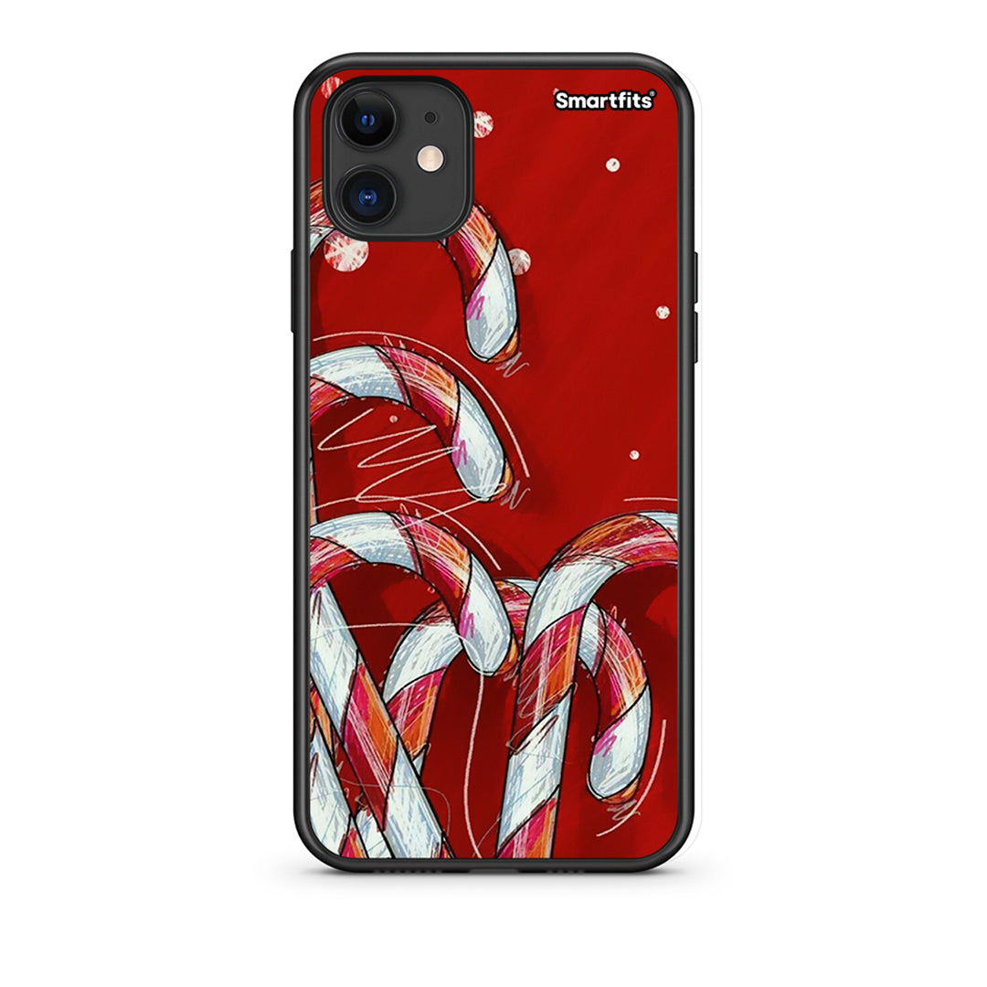 iPhone 11 Candy Cane θήκη από τη Smartfits με σχέδιο στο πίσω μέρος και μαύρο περίβλημα | Smartphone case with colorful back and black bezels by Smartfits