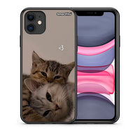 Thumbnail for Θήκη iPhone 11 Cats In Love από τη Smartfits με σχέδιο στο πίσω μέρος και μαύρο περίβλημα | iPhone 11 Cats In Love case with colorful back and black bezels