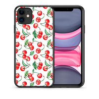 Thumbnail for Θήκη iPhone 11 Cherry Summer από τη Smartfits με σχέδιο στο πίσω μέρος και μαύρο περίβλημα | iPhone 11 Cherry Summer case with colorful back and black bezels