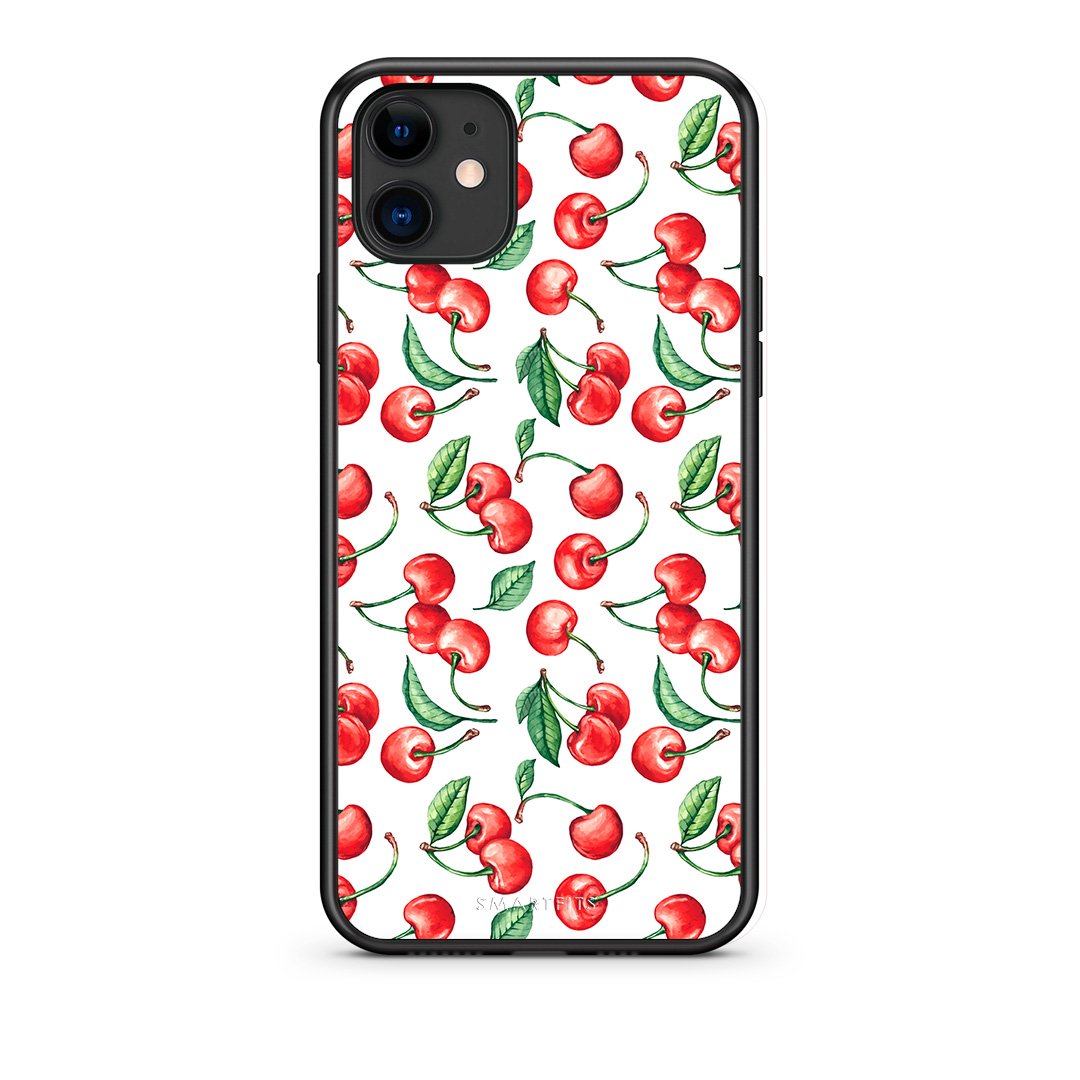 iPhone 11 Cherry Summer θήκη από τη Smartfits με σχέδιο στο πίσω μέρος και μαύρο περίβλημα | Smartphone case with colorful back and black bezels by Smartfits