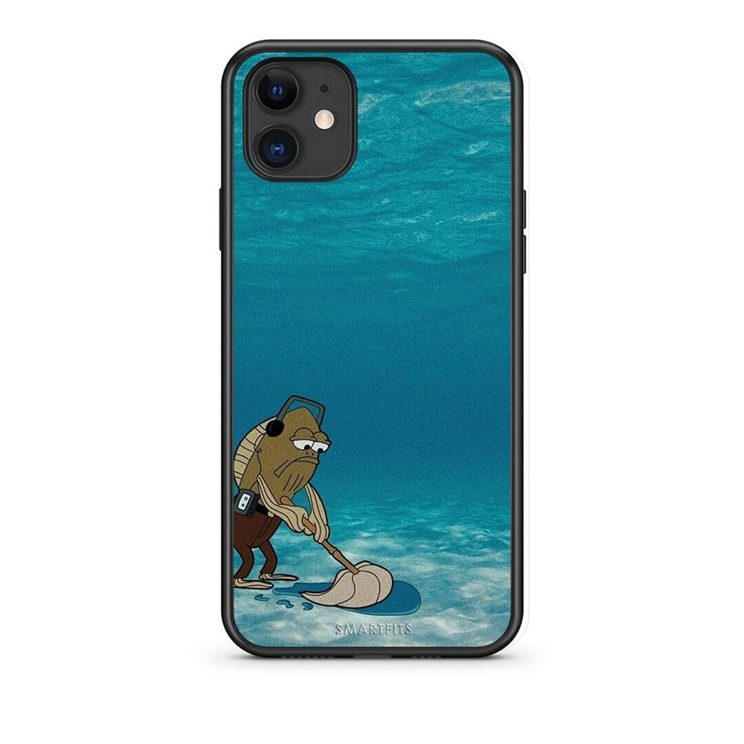 iPhone 11 Clean The Ocean Θήκη από τη Smartfits με σχέδιο στο πίσω μέρος και μαύρο περίβλημα | Smartphone case with colorful back and black bezels by Smartfits