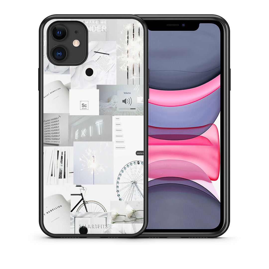 Θήκη Αγίου Βαλεντίνου iPhone 11 Collage Make Me Wonder από τη Smartfits με σχέδιο στο πίσω μέρος και μαύρο περίβλημα | iPhone 11 Collage Make Me Wonder case with colorful back and black bezels