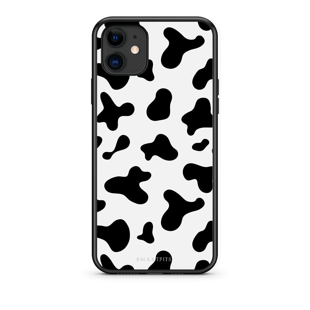 iPhone 11 Cow Print θήκη από τη Smartfits με σχέδιο στο πίσω μέρος και μαύρο περίβλημα | Smartphone case with colorful back and black bezels by Smartfits