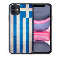 Thumbnail for Θήκη iPhone 11 Greek Flag από τη Smartfits με σχέδιο στο πίσω μέρος και μαύρο περίβλημα | iPhone 11 Greek Flag case with colorful back and black bezels