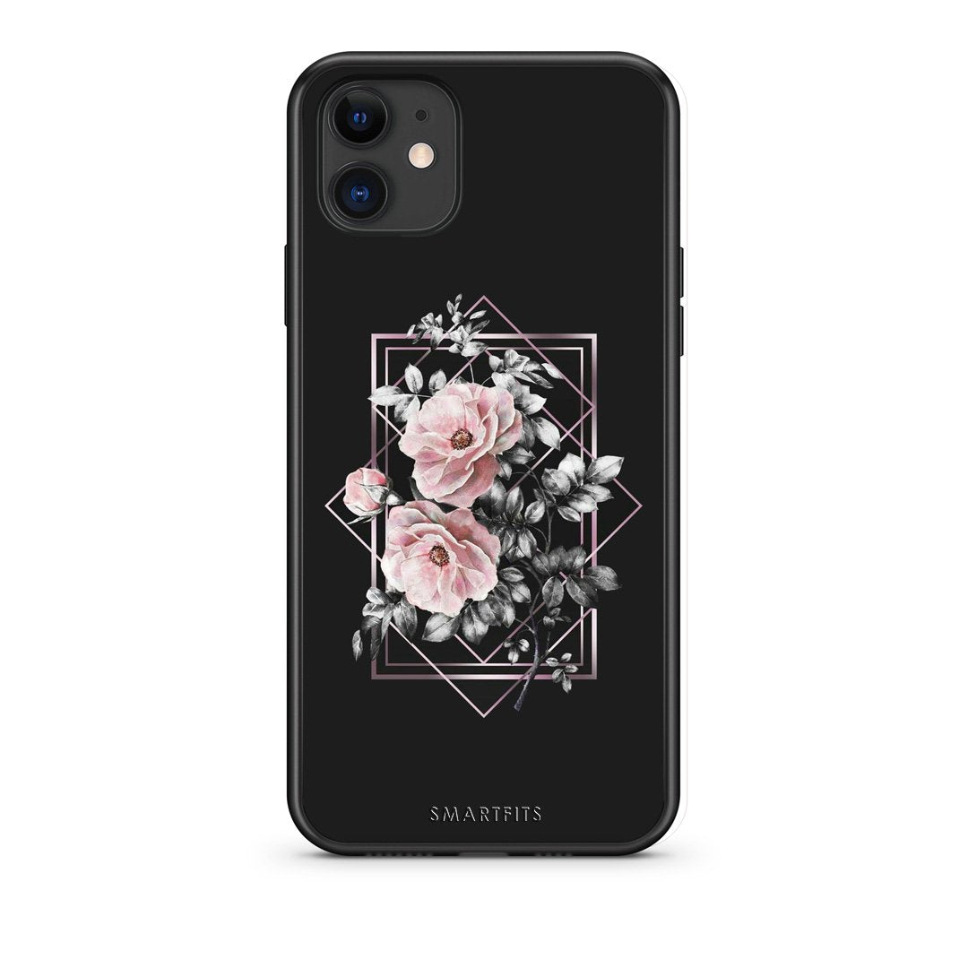4 - iPhone 11 Frame Flower case, cover, bumper
