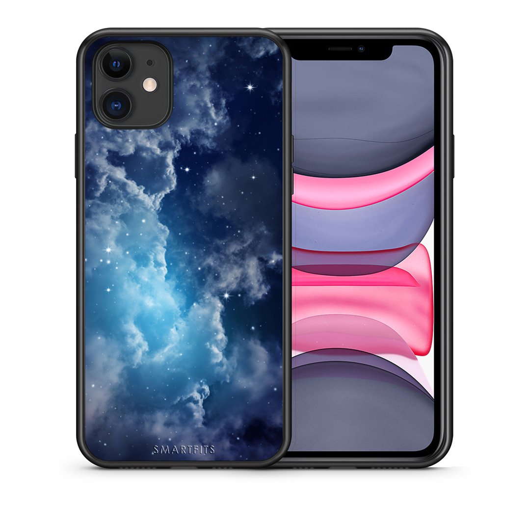 Θήκη iPhone 11 Blue Sky Galaxy από τη Smartfits με σχέδιο στο πίσω μέρος και μαύρο περίβλημα | iPhone 11 Blue Sky Galaxy case with colorful back and black bezels