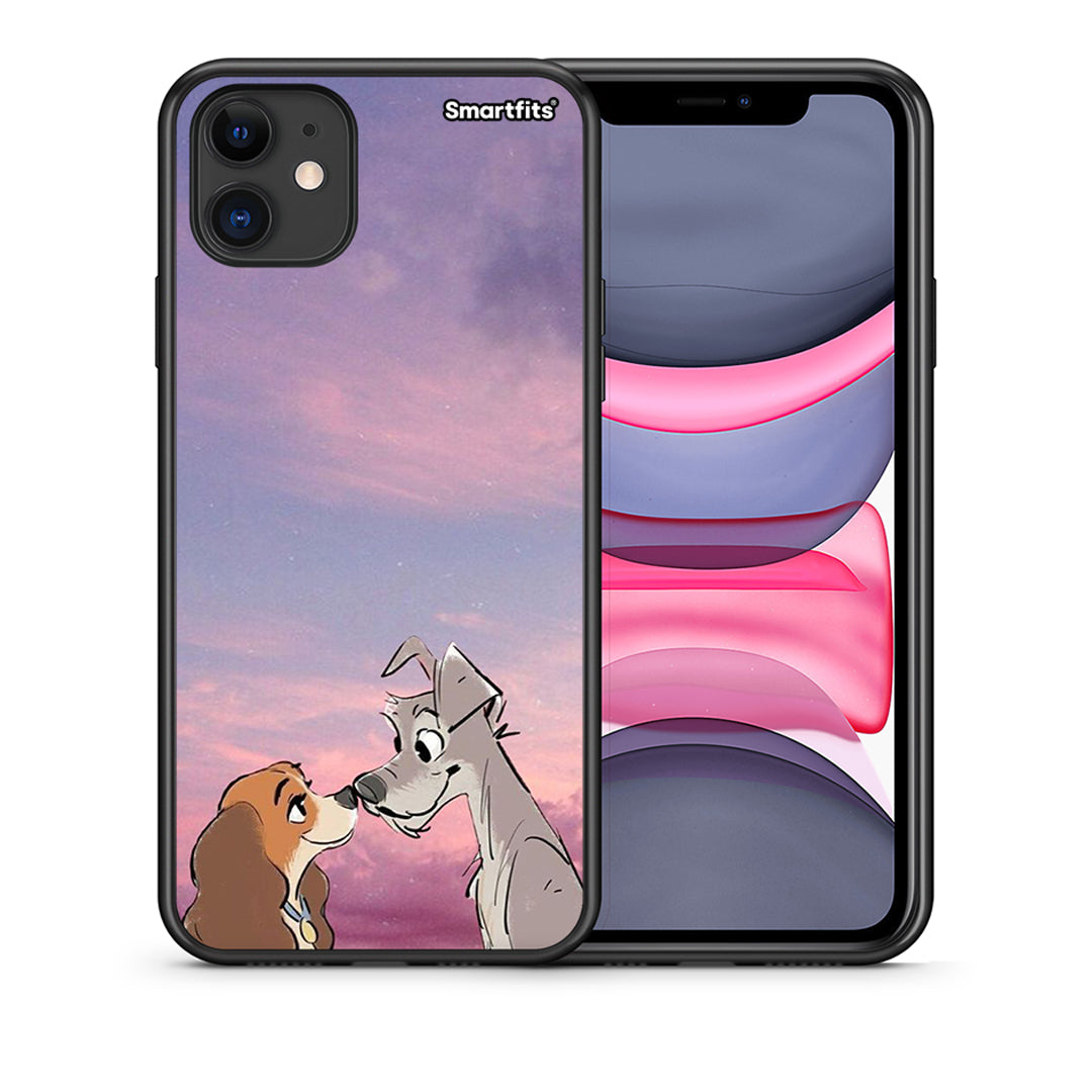 Θήκη iPhone 11 Lady And Tramp από τη Smartfits με σχέδιο στο πίσω μέρος και μαύρο περίβλημα | iPhone 11 Lady And Tramp case with colorful back and black bezels