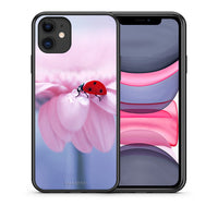 Thumbnail for Θήκη iPhone 11 Ladybug Flower από τη Smartfits με σχέδιο στο πίσω μέρος και μαύρο περίβλημα | iPhone 11 Ladybug Flower case with colorful back and black bezels