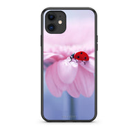 Thumbnail for iPhone 11 Ladybug Flower θήκη από τη Smartfits με σχέδιο στο πίσω μέρος και μαύρο περίβλημα | Smartphone case with colorful back and black bezels by Smartfits