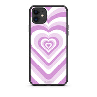 Thumbnail for iPhone 11 Lilac Hearts θήκη από τη Smartfits με σχέδιο στο πίσω μέρος και μαύρο περίβλημα | Smartphone case with colorful back and black bezels by Smartfits