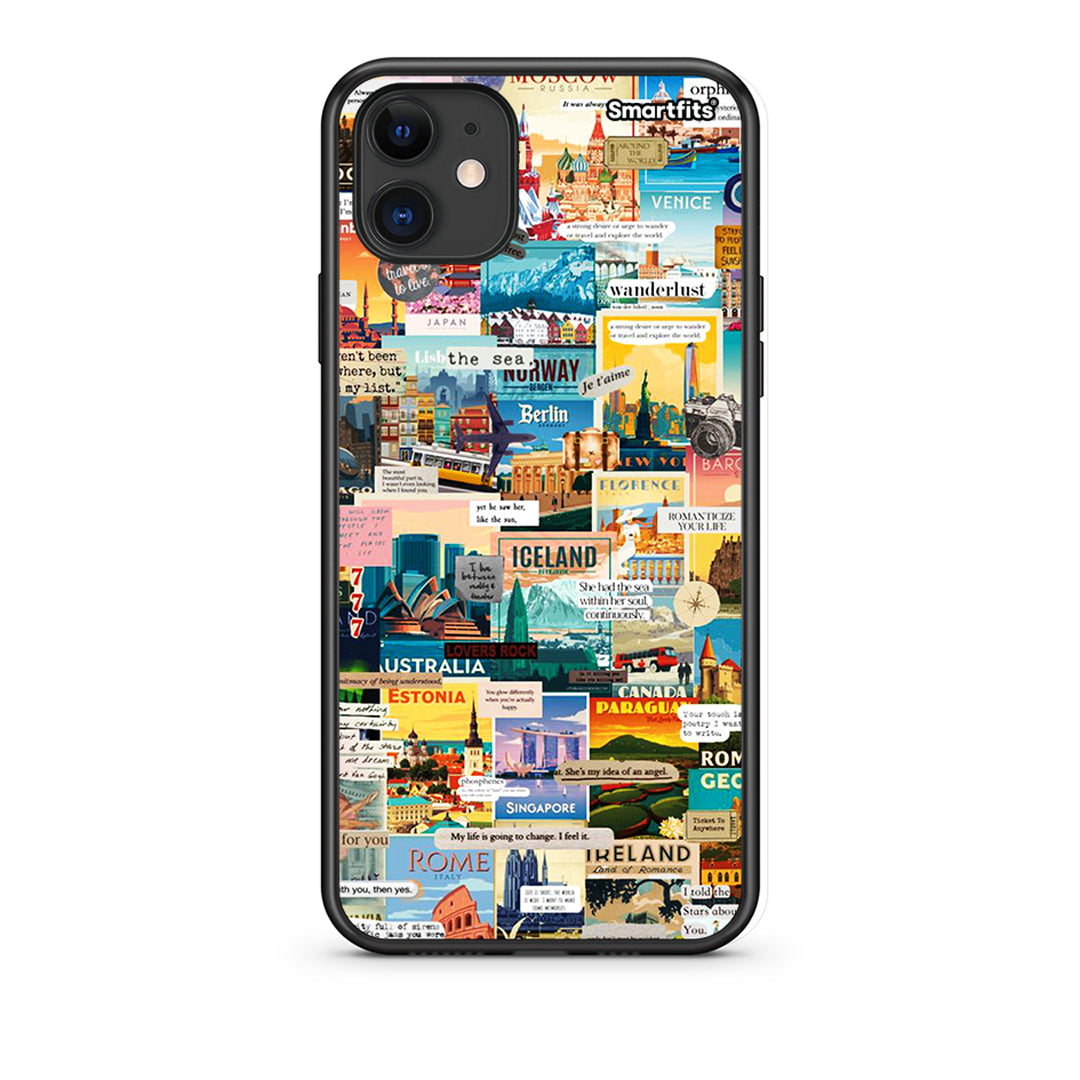 iPhone 11 Live To Travel Θήκη από τη Smartfits με σχέδιο στο πίσω μέρος και μαύρο περίβλημα | Smartphone case with colorful back and black bezels by Smartfits