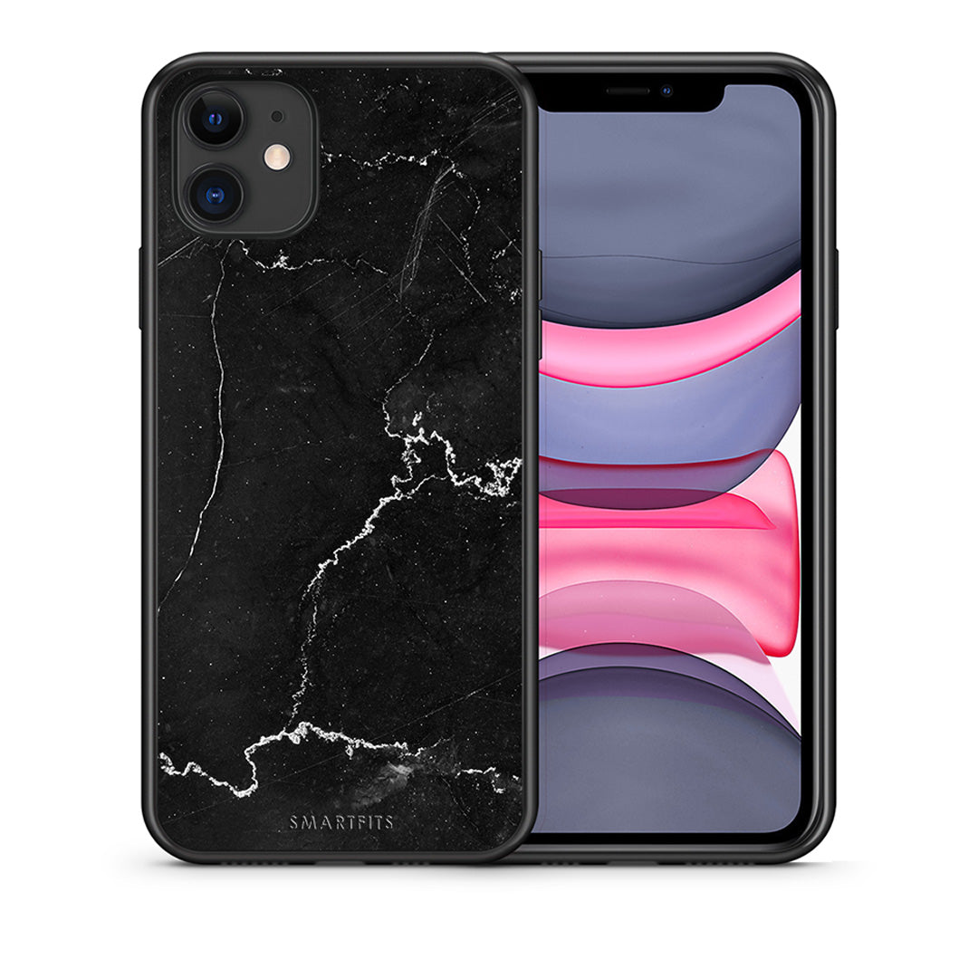 Θήκη iPhone 11 Marble Black από τη Smartfits με σχέδιο στο πίσω μέρος και μαύρο περίβλημα | iPhone 11 Marble Black case with colorful back and black bezels