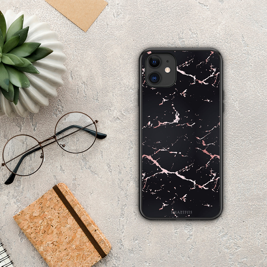 Marble Black Rosegold - iPhone 11 case