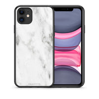 Thumbnail for Θήκη iPhone 11 White Marble από τη Smartfits με σχέδιο στο πίσω μέρος και μαύρο περίβλημα | iPhone 11 White Marble case with colorful back and black bezels