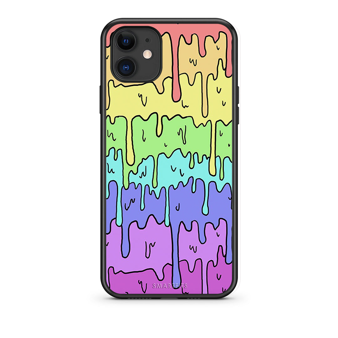 iPhone 11 Melting Rainbow θήκη από τη Smartfits με σχέδιο στο πίσω μέρος και μαύρο περίβλημα | Smartphone case with colorful back and black bezels by Smartfits