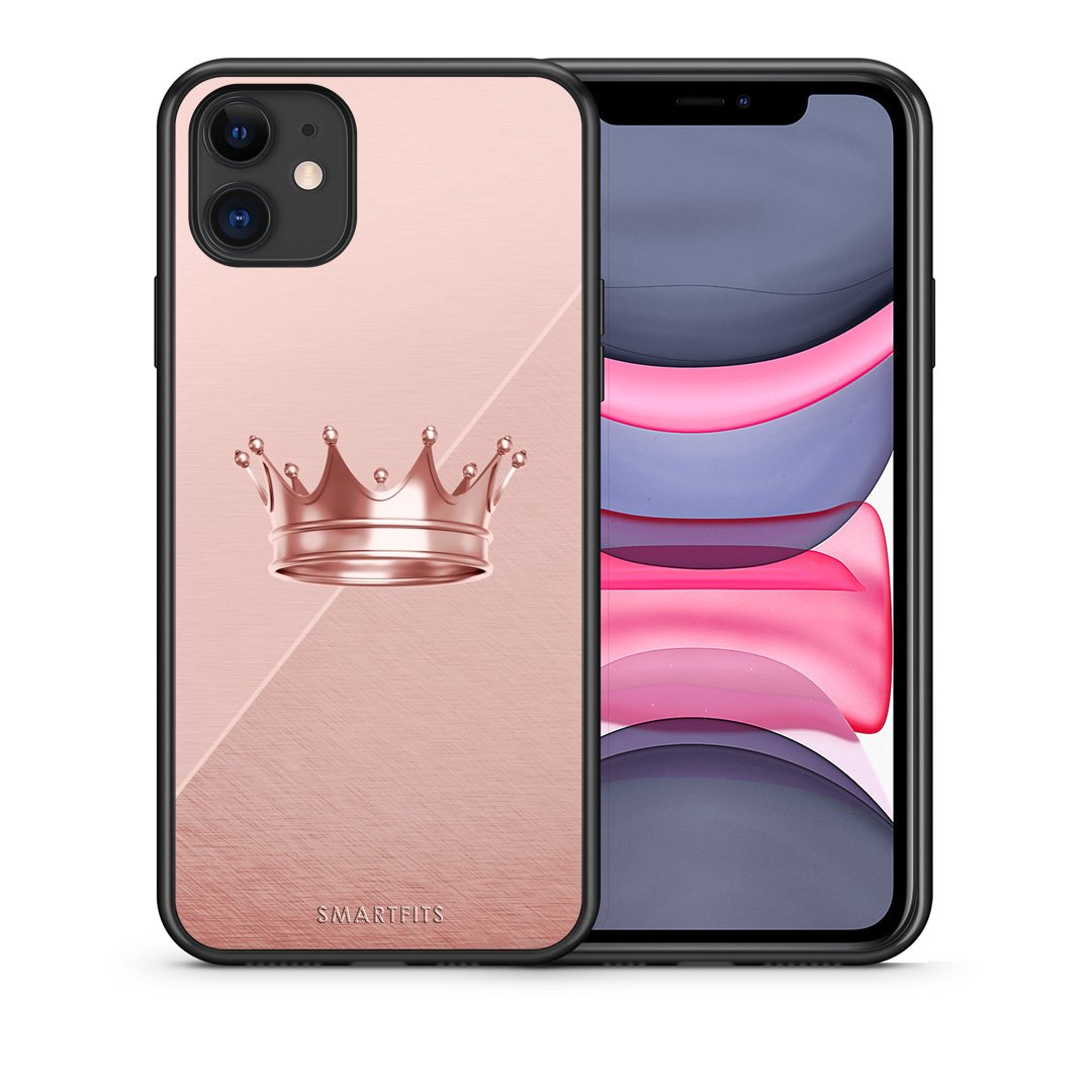 Θήκη iPhone 11 Crown Minimal από τη Smartfits με σχέδιο στο πίσω μέρος και μαύρο περίβλημα | iPhone 11 Crown Minimal case with colorful back and black bezels