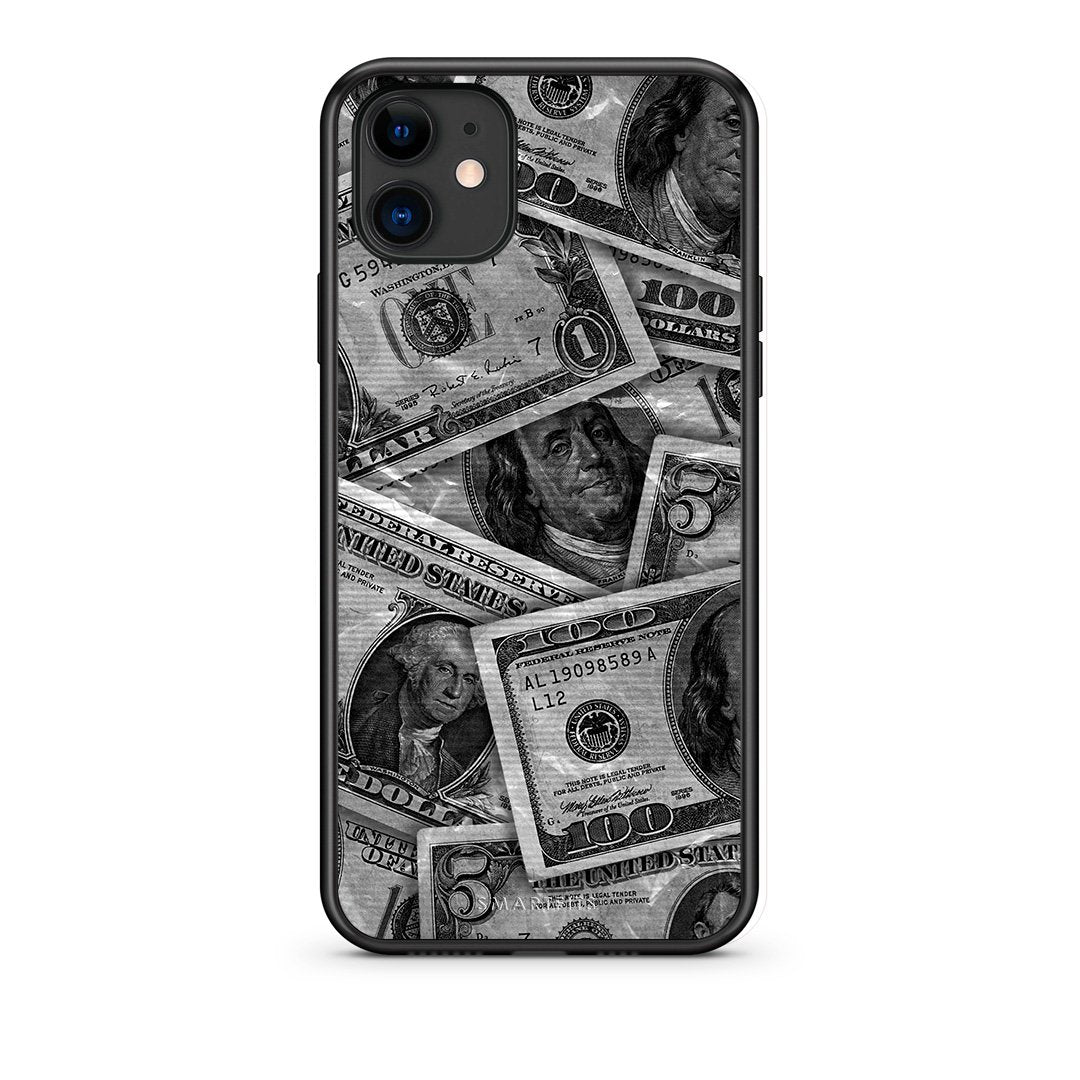 iPhone 11 Money Dollars θήκη από τη Smartfits με σχέδιο στο πίσω μέρος και μαύρο περίβλημα | Smartphone case with colorful back and black bezels by Smartfits