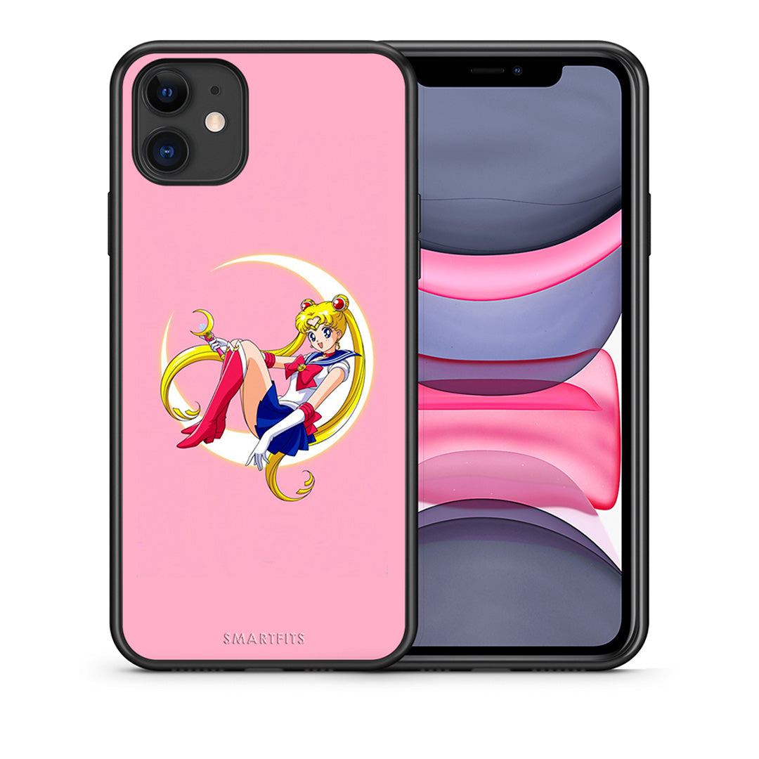 Θήκη iPhone 11 Moon Girl από τη Smartfits με σχέδιο στο πίσω μέρος και μαύρο περίβλημα | iPhone 11 Moon Girl case with colorful back and black bezels