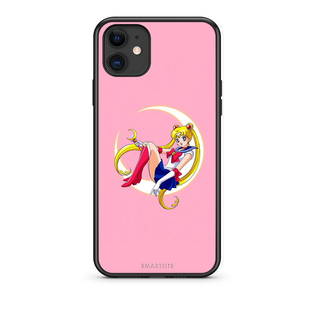 iPhone 11 Moon Girl θήκη από τη Smartfits με σχέδιο στο πίσω μέρος και μαύρο περίβλημα | Smartphone case with colorful back and black bezels by Smartfits