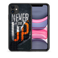 Thumbnail for Θήκη Αγίου Βαλεντίνου iPhone 11 Never Give Up από τη Smartfits με σχέδιο στο πίσω μέρος και μαύρο περίβλημα | iPhone 11 Never Give Up case with colorful back and black bezels