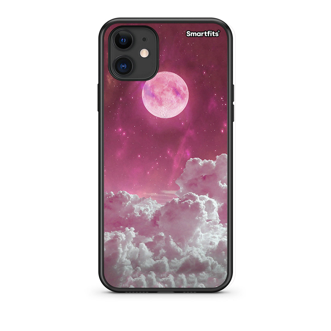 iPhone 11 Pink Moon Θήκη από τη Smartfits με σχέδιο στο πίσω μέρος και μαύρο περίβλημα | Smartphone case with colorful back and black bezels by Smartfits