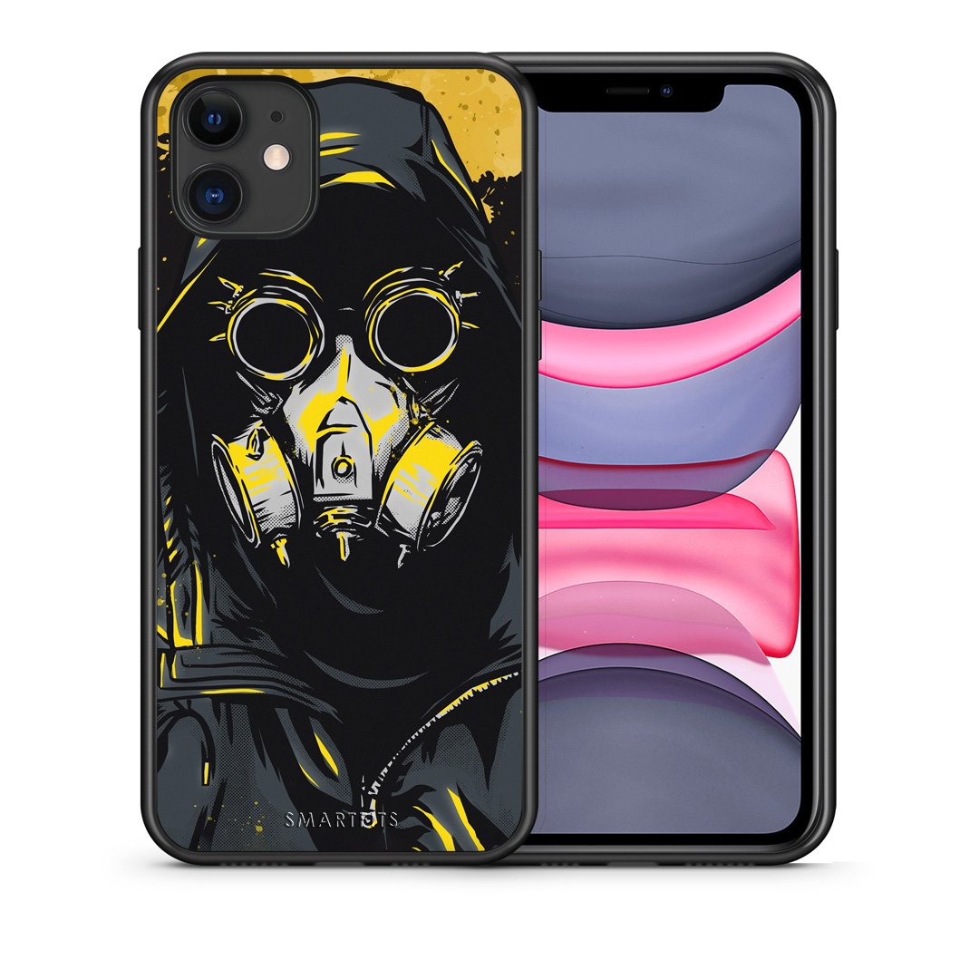 Θήκη iPhone 11 Mask PopArt από τη Smartfits με σχέδιο στο πίσω μέρος και μαύρο περίβλημα | iPhone 11 Mask PopArt case with colorful back and black bezels