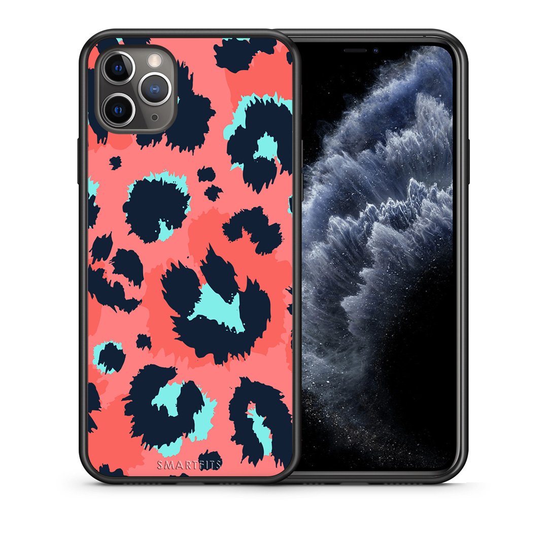 Θήκη iPhone 11 Pro Pink Leopard Animal από τη Smartfits με σχέδιο στο πίσω μέρος και μαύρο περίβλημα | iPhone 11 Pro Pink Leopard Animal case with colorful back and black bezels