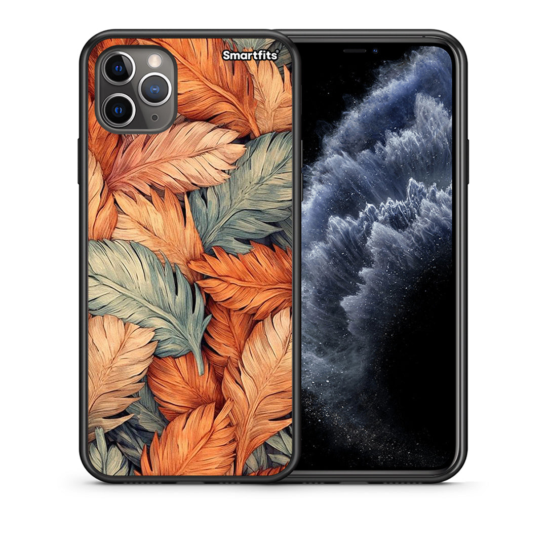 Θήκη iPhone 11 Pro Max Autumn Leaves από τη Smartfits με σχέδιο στο πίσω μέρος και μαύρο περίβλημα | iPhone 11 Pro Max Autumn Leaves case with colorful back and black bezels