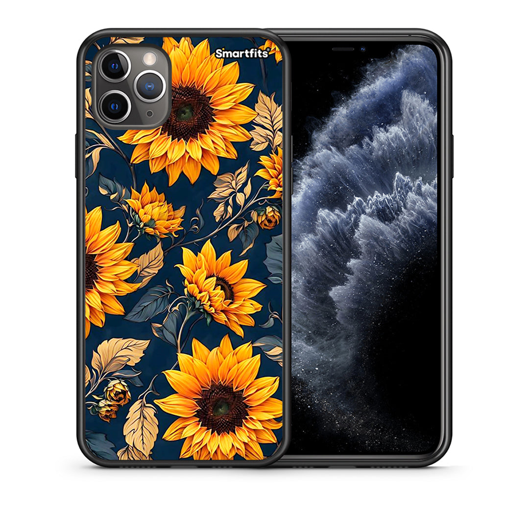Θήκη iPhone 11 Pro Autumn Sunflowers από τη Smartfits με σχέδιο στο πίσω μέρος και μαύρο περίβλημα | iPhone 11 Pro Autumn Sunflowers case with colorful back and black bezels