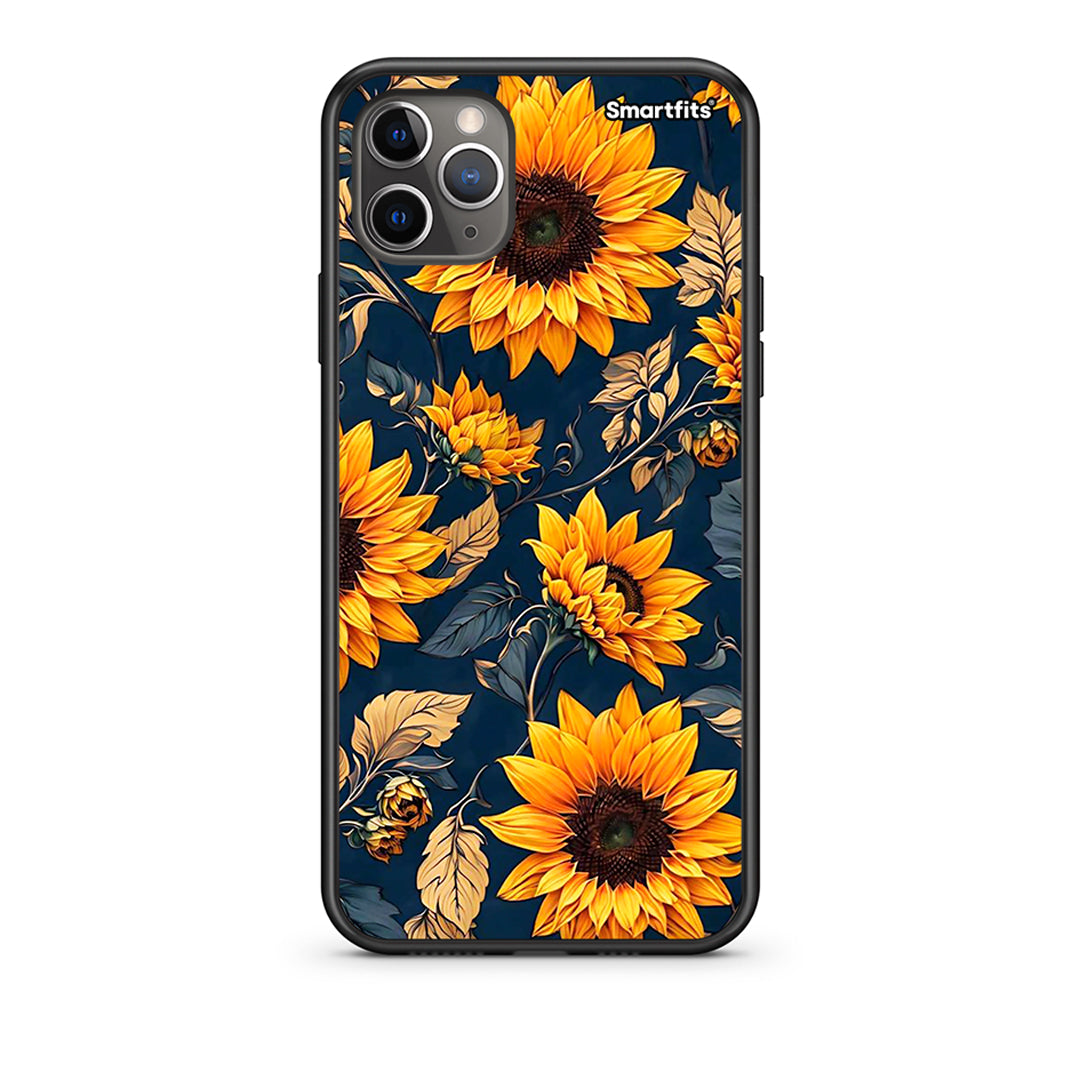 iPhone 11 Pro Autumn Sunflowers Θήκη από τη Smartfits με σχέδιο στο πίσω μέρος και μαύρο περίβλημα | Smartphone case with colorful back and black bezels by Smartfits