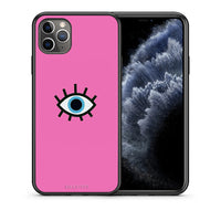 Thumbnail for Θήκη iPhone 11 Pro Max Blue Eye Pink από τη Smartfits με σχέδιο στο πίσω μέρος και μαύρο περίβλημα | iPhone 11 Pro Max Blue Eye Pink case with colorful back and black bezels