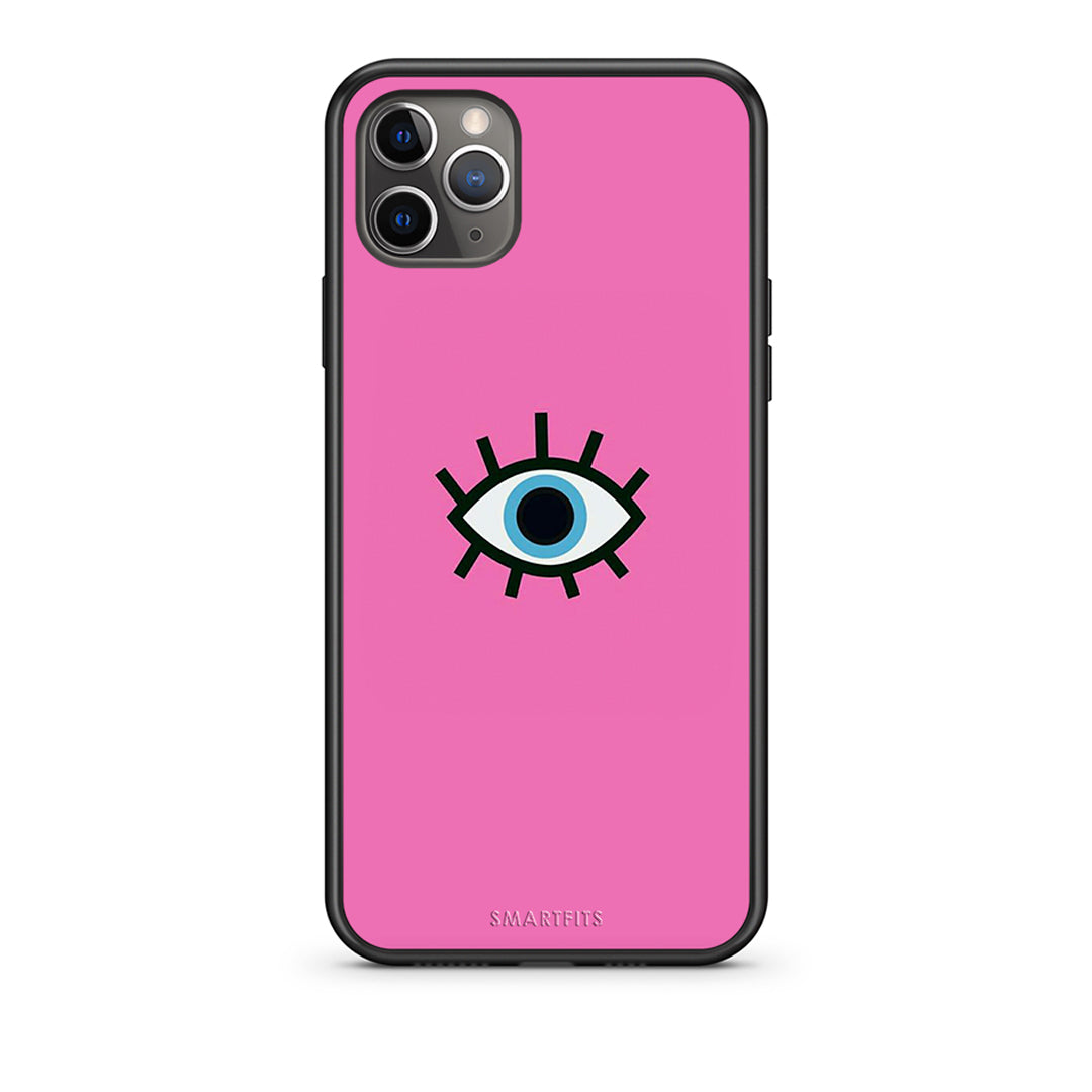 iPhone 11 Pro Max Blue Eye Pink θήκη από τη Smartfits με σχέδιο στο πίσω μέρος και μαύρο περίβλημα | Smartphone case with colorful back and black bezels by Smartfits