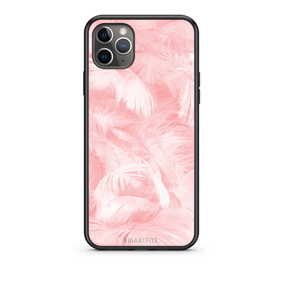 33 - iPhone 11 Pro Max  Pink Feather Boho case, cover, bumper