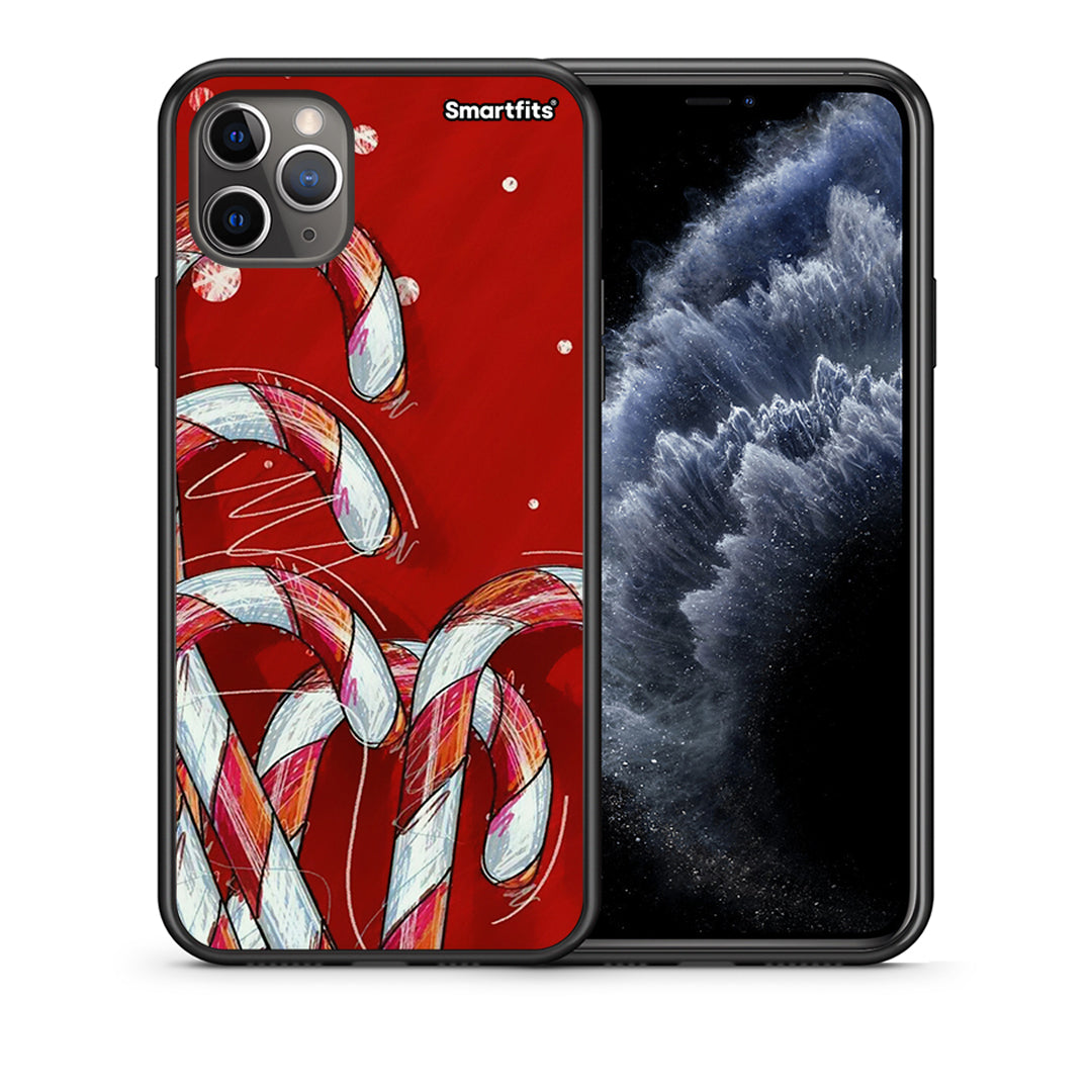 Θήκη iPhone 11 Pro Candy Cane από τη Smartfits με σχέδιο στο πίσω μέρος και μαύρο περίβλημα | iPhone 11 Pro Candy Cane case with colorful back and black bezels