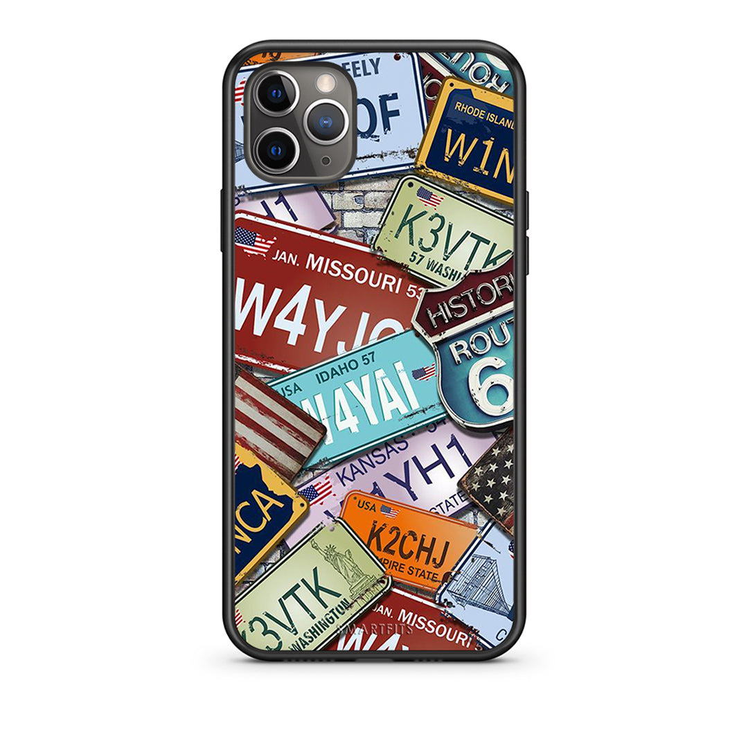 iPhone 11 Pro Max Car Plates θήκη από τη Smartfits με σχέδιο στο πίσω μέρος και μαύρο περίβλημα | Smartphone case with colorful back and black bezels by Smartfits
