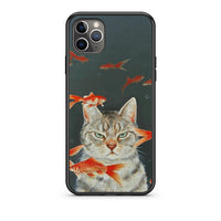 Thumbnail for iPhone 11 Pro Cat Goldfish θήκη από τη Smartfits με σχέδιο στο πίσω μέρος και μαύρο περίβλημα | Smartphone case with colorful back and black bezels by Smartfits
