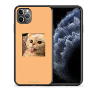 Thumbnail for Θήκη iPhone 11 Pro Cat Tongue από τη Smartfits με σχέδιο στο πίσω μέρος και μαύρο περίβλημα | iPhone 11 Pro Cat Tongue case with colorful back and black bezels