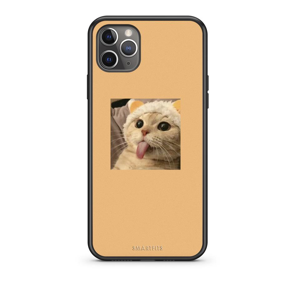 iPhone 11 Pro Cat Tongue θήκη από τη Smartfits με σχέδιο στο πίσω μέρος και μαύρο περίβλημα | Smartphone case with colorful back and black bezels by Smartfits