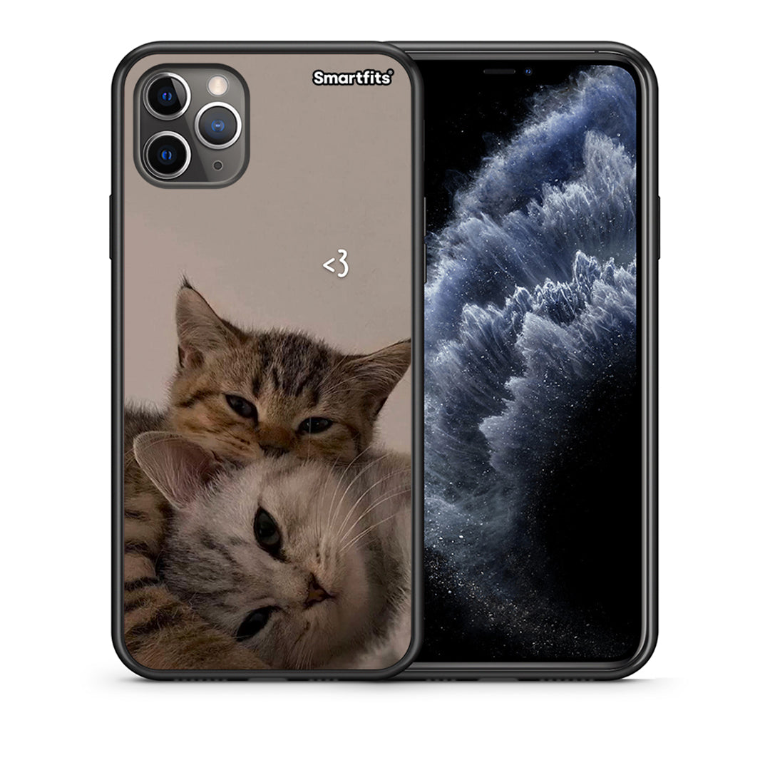 Θήκη iPhone 11 Pro Cats In Love από τη Smartfits με σχέδιο στο πίσω μέρος και μαύρο περίβλημα | iPhone 11 Pro Cats In Love case with colorful back and black bezels