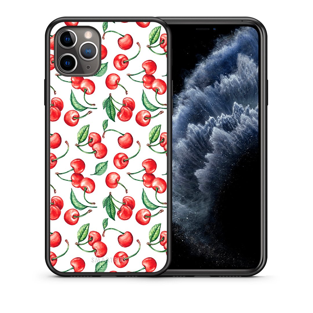 Θήκη iPhone 11 Pro Max Cherry Summer από τη Smartfits με σχέδιο στο πίσω μέρος και μαύρο περίβλημα | iPhone 11 Pro Max Cherry Summer case with colorful back and black bezels