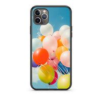 Thumbnail for iPhone 11 Pro Max Colorful Balloons θήκη από τη Smartfits με σχέδιο στο πίσω μέρος και μαύρο περίβλημα | Smartphone case with colorful back and black bezels by Smartfits