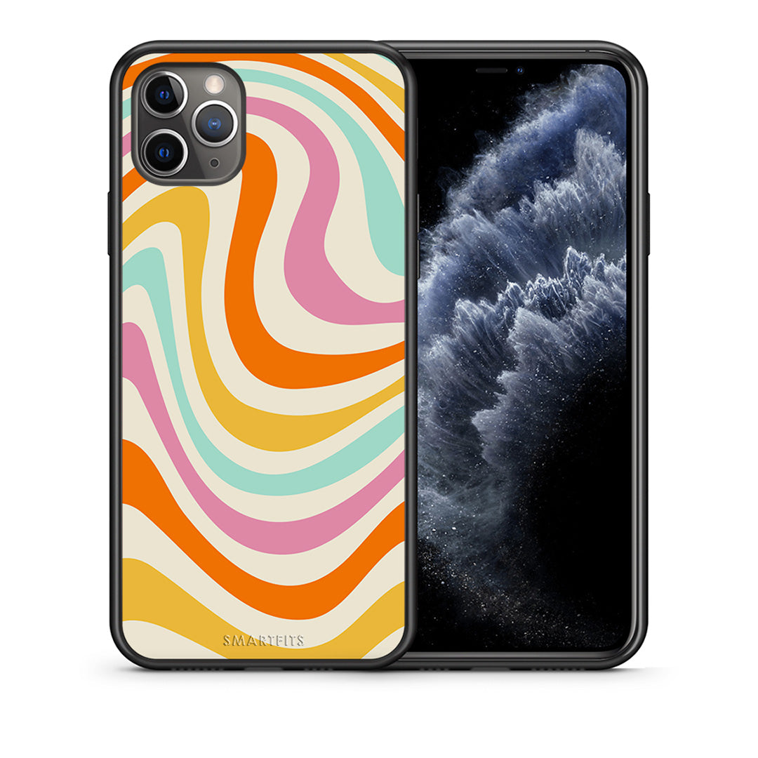 Θήκη iPhone 11 Pro Colourful Waves από τη Smartfits με σχέδιο στο πίσω μέρος και μαύρο περίβλημα | iPhone 11 Pro Colourful Waves case with colorful back and black bezels