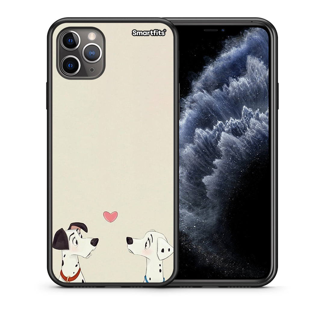 Θήκη iPhone 11 Pro Max Dalmatians Love από τη Smartfits με σχέδιο στο πίσω μέρος και μαύρο περίβλημα | iPhone 11 Pro Max Dalmatians Love case with colorful back and black bezels