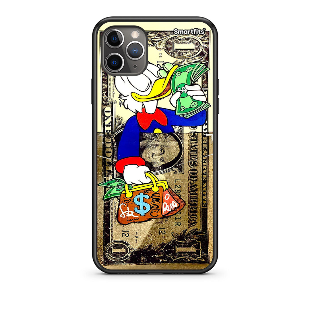 iPhone 11 Pro Max Duck Money Θήκη από τη Smartfits με σχέδιο στο πίσω μέρος και μαύρο περίβλημα | Smartphone case with colorful back and black bezels by Smartfits