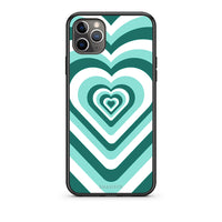Thumbnail for iPhone 11 Pro Max Green Hearts θήκη από τη Smartfits με σχέδιο στο πίσω μέρος και μαύρο περίβλημα | Smartphone case with colorful back and black bezels by Smartfits