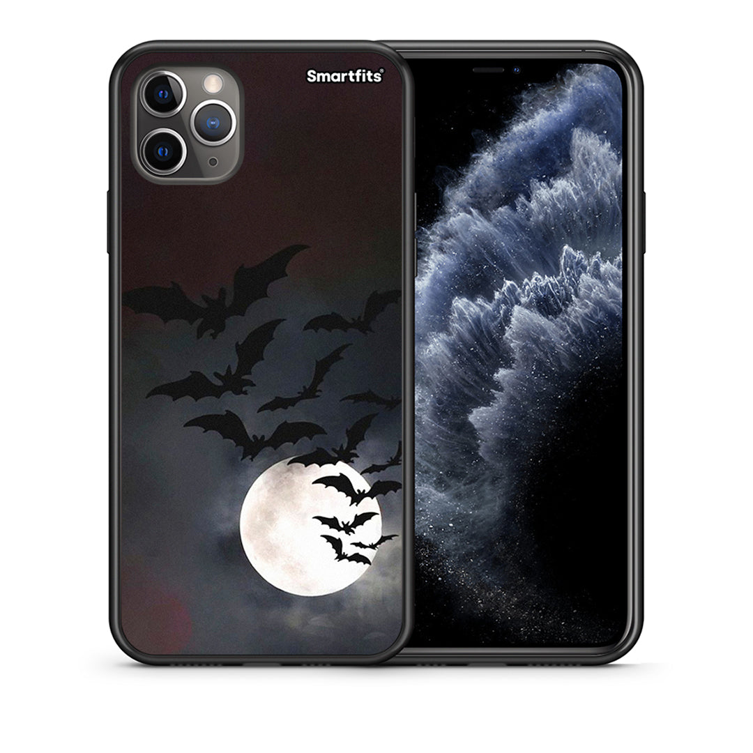 Θήκη iPhone 11 Pro Halloween Bat Night από τη Smartfits με σχέδιο στο πίσω μέρος και μαύρο περίβλημα | iPhone 11 Pro Halloween Bat Night case with colorful back and black bezels