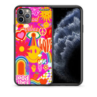 Thumbnail for Θήκη iPhone 11 Pro Max Hippie Love από τη Smartfits με σχέδιο στο πίσω μέρος και μαύρο περίβλημα | iPhone 11 Pro Max Hippie Love case with colorful back and black bezels