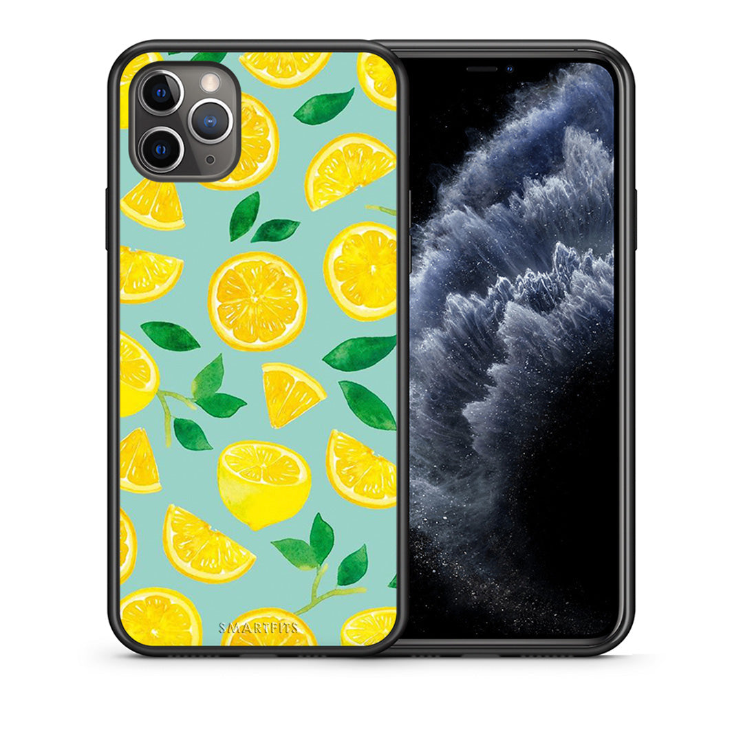 Θήκη iPhone 11 Pro Lemons από τη Smartfits με σχέδιο στο πίσω μέρος και μαύρο περίβλημα | iPhone 11 Pro Lemons case with colorful back and black bezels