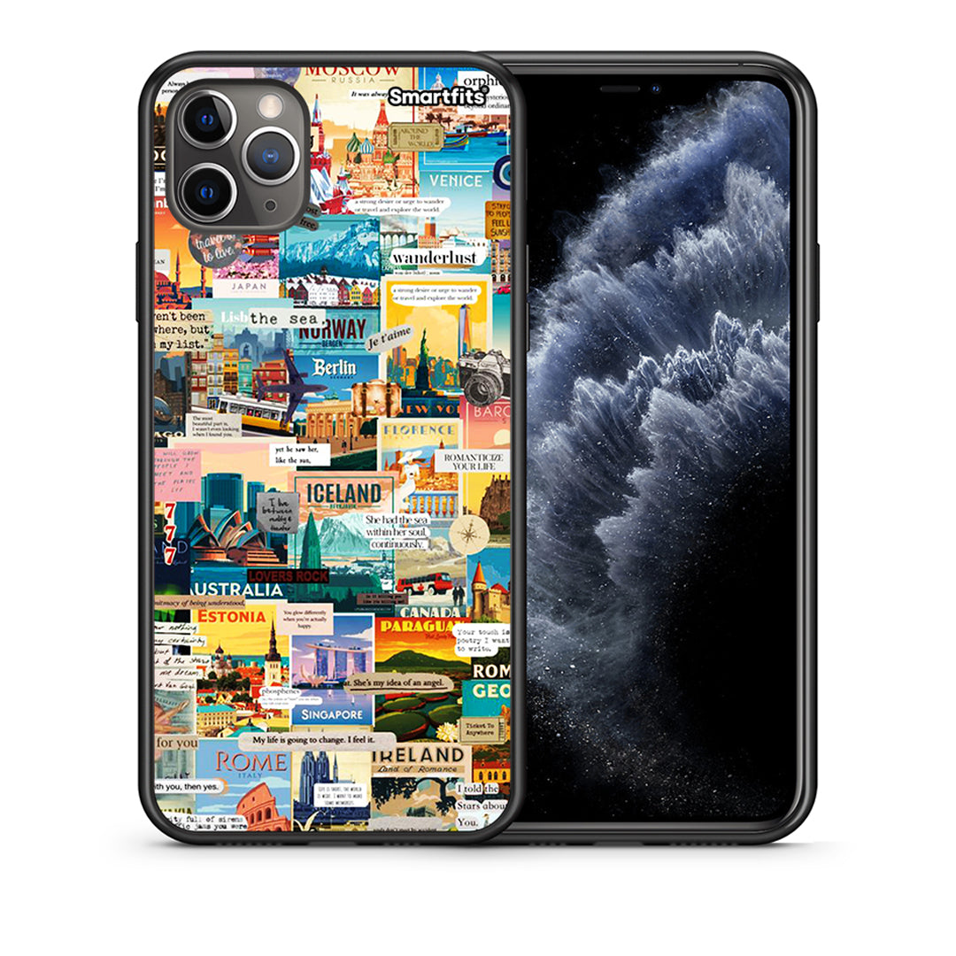 Θήκη iPhone 11 Pro Live To Travel από τη Smartfits με σχέδιο στο πίσω μέρος και μαύρο περίβλημα | iPhone 11 Pro Live To Travel case with colorful back and black bezels