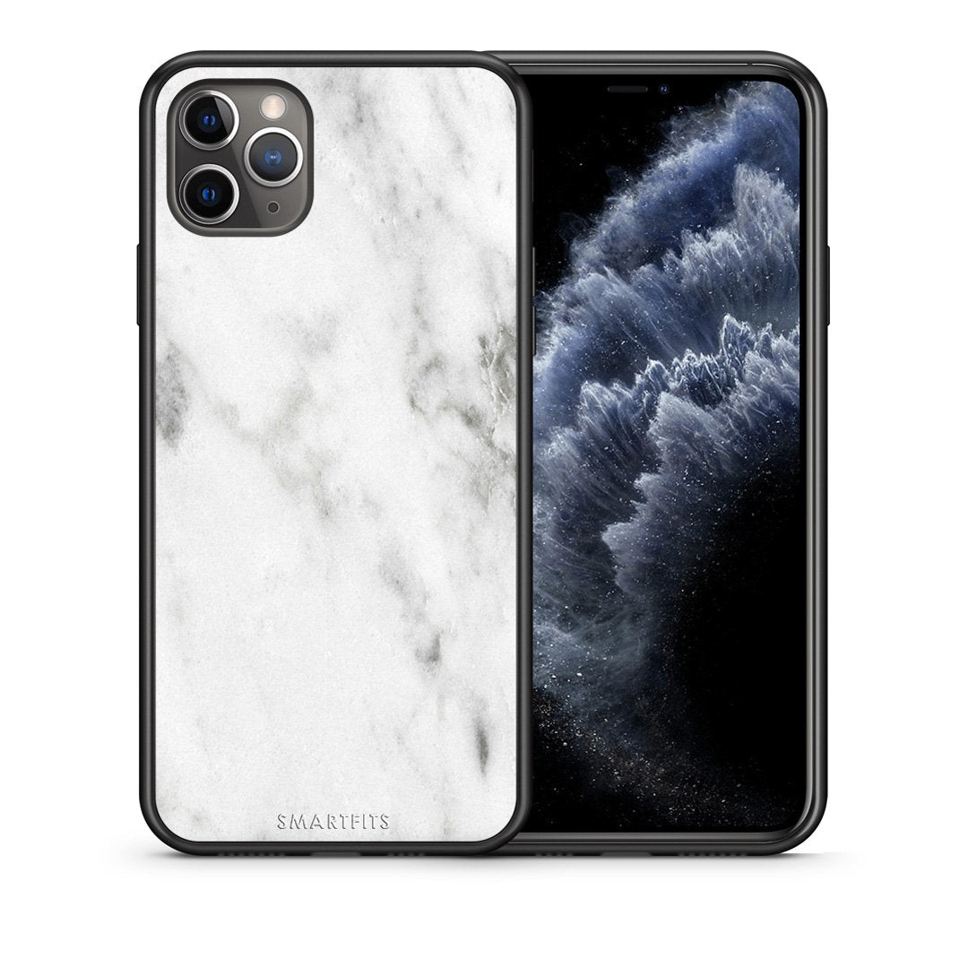 Θήκη iPhone 11 Pro Max White Marble από τη Smartfits με σχέδιο στο πίσω μέρος και μαύρο περίβλημα | iPhone 11 Pro Max White Marble case with colorful back and black bezels